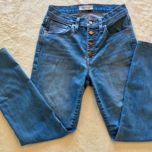 Madewell Button Front Skinny Crop, Size 27, Blue